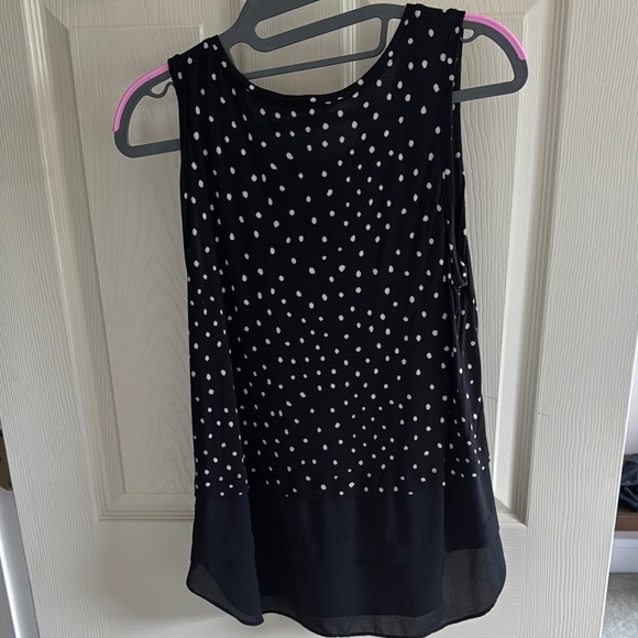 LOFT Black and White Polka Dot Tank Top - Picture 3 of 4